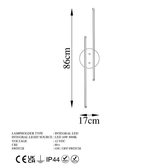 Φωτιστικό τοίχου-απλίκα Expedition  LED 16W μαύρο 17x5x86εκ Model: 071-001529