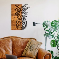 Διακοσμητικό τοίχου Pinable  ξύλο πεύκου σε φυσική απόχρωση με μαύρο μέταλλο 42x3x58εκ