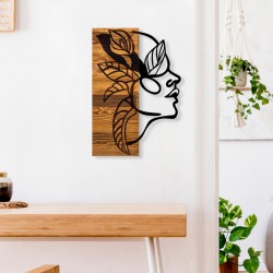 Διακοσμητικό τοίχου Redian  ξύλο πεύκου σε φυσική απόχρωση με μαύρο μέταλλο 34x3x50εκ