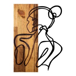 Διακοσμητικό τοίχου Womanel  ξύλο πεύκου σε φυσική απόχρωση με μαύρο μέταλλο 35x3x50εκ