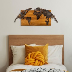 Διακοσμητικό τοίχου Mable  ξύλο πεύκου σε φυσική απόχρωση με μαύρο μέταλλο 83x3x38εκ