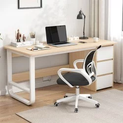 Γραφείο Salto  με συρταριέρα MDF φυσικό-λευκό 120x48x74εκ
