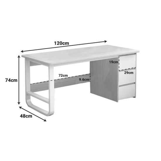 Γραφείο Salto  με συρταριέρα MDF φυσικό-λευκό 120x48x74εκ