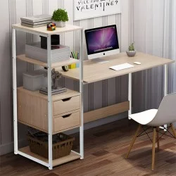 Γραφείο Zayn ΙΙ  με ραφιέρα-MDF φυσικό-λευκό 108x40x111εκ