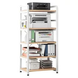 Ραφιέρα επιδαπέδια Lito  μέταλλο λευκό-φυσικό 60x40x140εκ