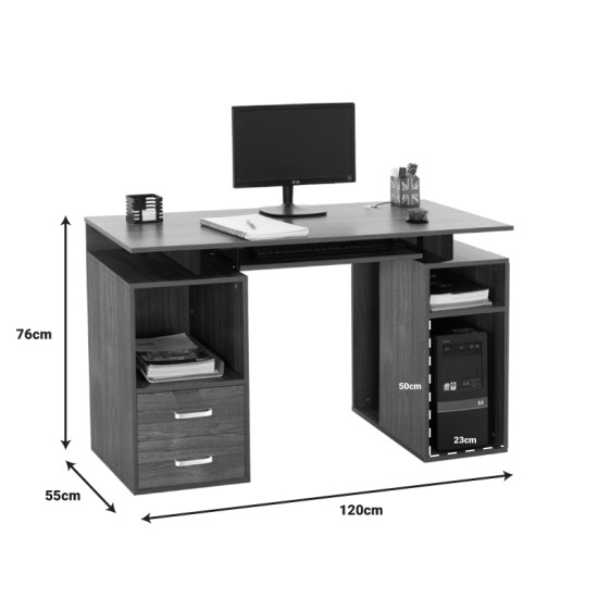 Γραφείο υπολογιστή Liberion pakoworld καρυδί 120x55x76εκ Model: 072-000090