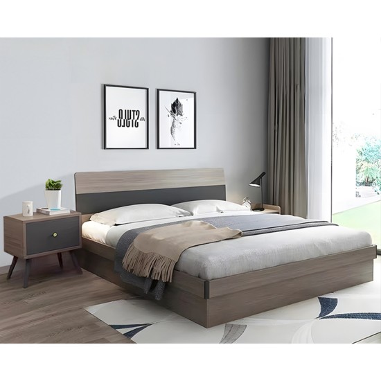 Κρεβάτι Daizy pakoworld διπλό με αποθηκευτικό χώρο ανοιχτό καρυδί-γκρι μελαμίνης 150x200εκ Model: 072-000094