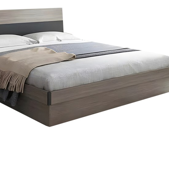 Κρεβάτι Daizy pakoworld διπλό με αποθηκευτικό χώρο ανοιχτό καρυδί-γκρι μελαμίνης 150x200εκ Model: 072-000094