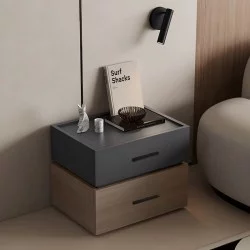 Κομοδίνο Sonlen  mdf σε sonoma-ανθρακί απόχρωση 60x40x44.5εκ