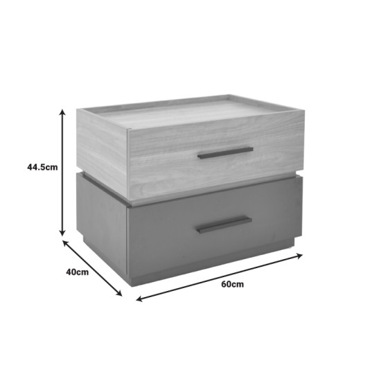 Κομοδίνο Sonlen mdf σε sonoma-ανθρακί απόχρωση 60x40x44.5εκ Κομοδίνο Sonlen mdf σε sonoma-ανθρακί απόχρωση 60x40x44.5εκ