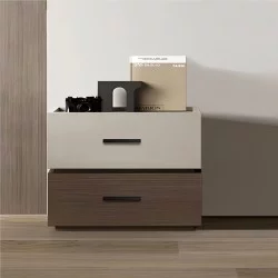 Κομοδίνο Sonlen  mdf σε καρυδί-μπεζ απόχρωση 60x40x44.5εκ