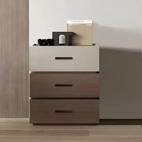 Κομοδίνο Sonlen  mdf σε καρυδί-μπεζ απόχρωση 60x40x66εκ