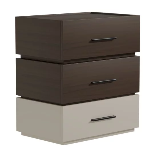 Κομοδίνο Sonlen  mdf σε καρυδί-μπεζ απόχρωση 60x40x66εκ