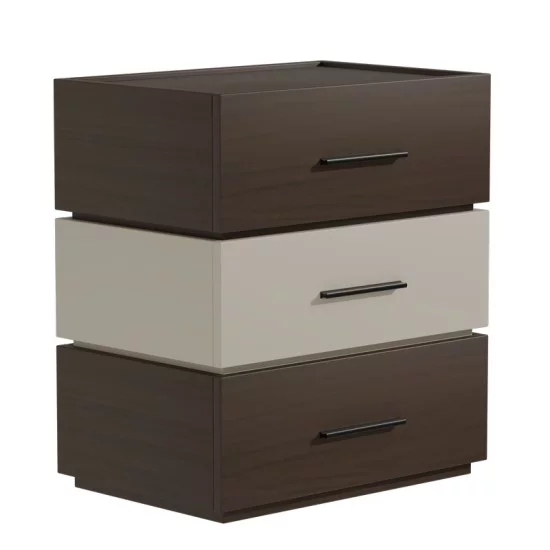 Κομοδίνο Sonlen  mdf σε καρυδί-μπεζ απόχρωση 60x40x66εκ
