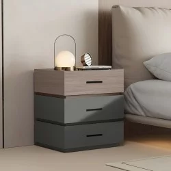 Κομοδίνο Sonlen  mdf σε sonoma-ανθρακί απόχρωση 60x40x66εκ