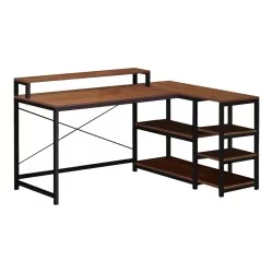 Γραφείο γωνιακό αναστρέψιμο Tebul  MDF-metal σε καρυδί απόχρωση 130x60x88εκ