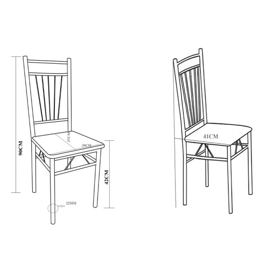 Τραπεζαρία Roza I  σετ 5τμχ mdf σε ανοιχτό καρυδί με πόδια μέταλλο μαύρα 110x68x75εκ