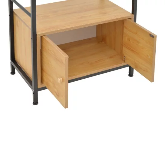 Ραφιέρα επιδαπέδια με ντουλάπι Kuili  μέταλλο μαύρο-mdf σε oak απόχρωση 60x36x121εκ