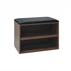 Παπουτσοθήκη-Σκαμπό Kiana  4 ζεύγων με μαξιλάρι σε καρυδί απόχρωση 60x32x44εκ