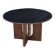 Τραπέζι Merge  sintered stone-mdf σε μαύρο μαρμάρου με καρυδί βάση Φ130x75εκ