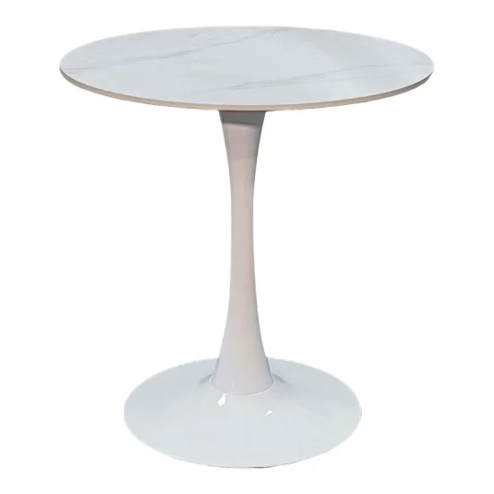 Τραπέζι Balou I  sintered stone σε λευκό μαρμάρου Φ70x74εκ