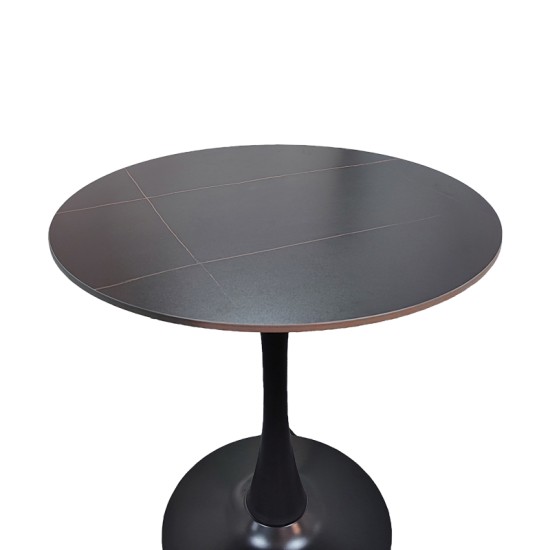 Τραπέζι Balou I  sintered stone σε μαύρο μαρμάρου Φ70x74εκ