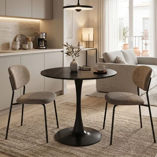 Τραπέζι Balou I  sintered stone σε μαύρο μαρμάρου Φ70x74εκ
