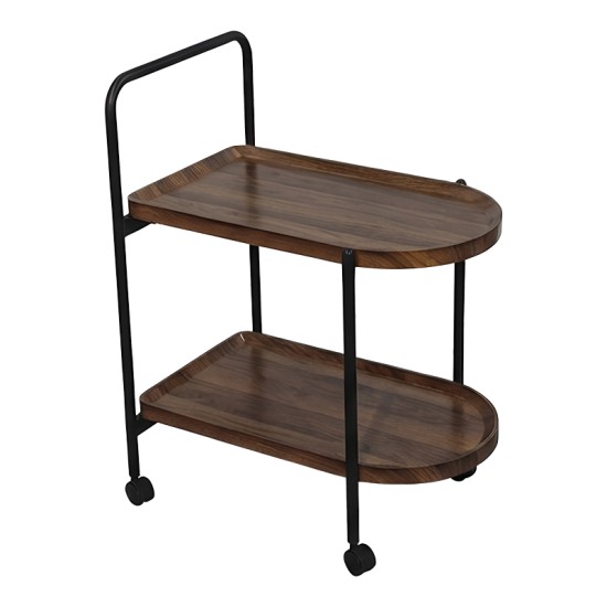 Βοηθητικό τραπέζι Whelea  τροχήλατο mdf-μέταλλο καρυδί-μαύρο 40x60x69εκ