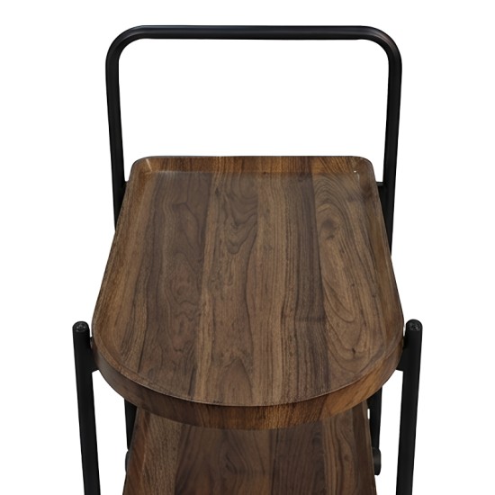 Βοηθητικό τραπέζι Whelea  τροχήλατο mdf-μέταλλο καρυδί-μαύρο 40x60x69εκ