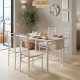 Τραπεζαρία Roza  σετ 5τμχ mdf sonoma με μεταλλικό λευκό πόδι 110x60x75εκ
