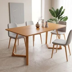 Τραπέζι Pendra  mdf επιφάνεια με πόδι ξύλο μασίφ σε sonoma απόχρωση 150x80x75εκ