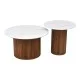 Τραπέζι σαλονιού Skerta  σετ 2τεμ λευκό sintered stone mdf με καρυδί βάση