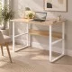 Γραφείο εργασίας Kela  mdf σε oak απόχρωση με λευκό μέταλλο 100x60x73εκ