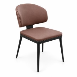 Καρέκλα Leyla  καφέ PU με μαύρο μέταλλο 46x46x82.5εκ