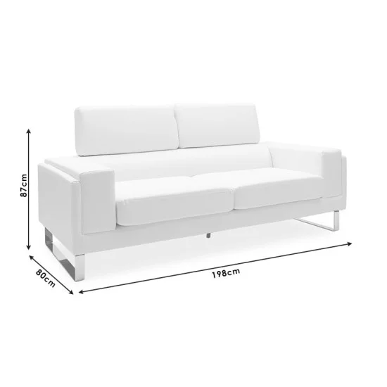 Καναπές Shea  3θέσιος pu μαύρο-inox 198x80x87εκ