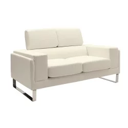 Καναπές Shea  2θέσιος PU ivory-inox 158x80x87εκ