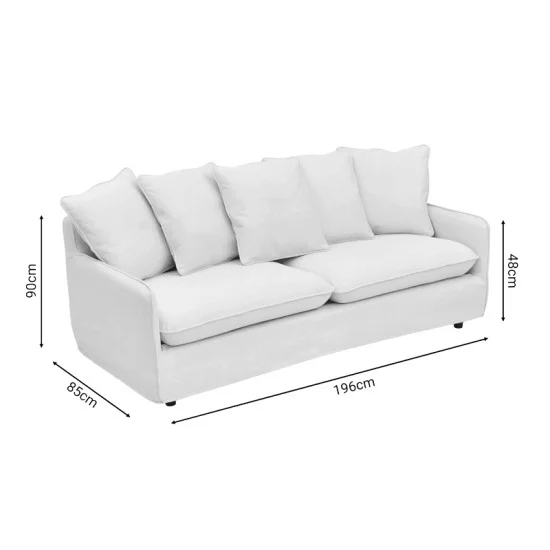 Kαναπές τριθέσιος Interest  ύφασμα μπεζ με μαξιλάρια 196x85x90εκ