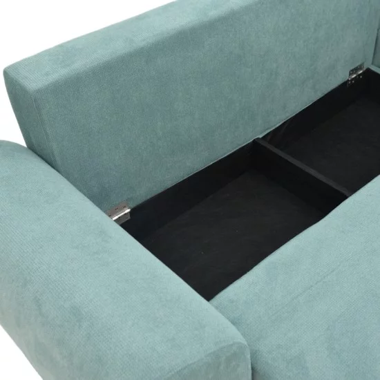 Kαναπές κρεβάτι τριθέσιος αναστρέψιμος Settee ύφασμα με αποθηκευτικό χώρο σε σιέλ απόχρωση 286x204x93εκ Kαναπές κρεβάτι τριθέσιος αναστρέψιμος Settee ύφασμα με αποθηκευτικό χώρο σε σιέλ απόχρωση 286x204x93εκ