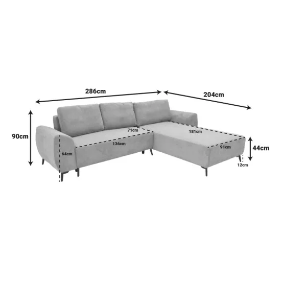 Kαναπές κρεβάτι τριθέσιος αναστρέψιμος Settee ύφασμα με αποθηκευτικό χώρο σε σιέλ απόχρωση 286x204x93εκ Kαναπές κρεβάτι τριθέσιος αναστρέψιμος Settee ύφασμα με αποθηκευτικό χώρο σε σιέλ απόχρωση 286x204x93εκ