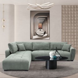 Γωνιακός καναπές Gianco  αναστρέψιμος ύφασμα σε μέντα απόχρωση 298x208x85εκ