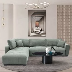 Γωνιακός καναπές Gianco  αναστρέψιμος ύφασμα σε μέντα απόχρωση 298x208x85εκ