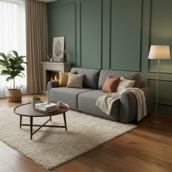 Kαναπές-κρεβάτι τριθέσιος Hungie  υφασμα γκρι 250x92x89εκ