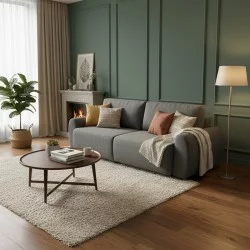 Kαναπές-κρεβάτι τριθέσιος Hungie  υφασμα γκρι 250x92x89εκ