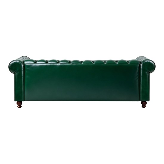 Kαναπές τριθέσιος τ. Chesterfield  pu κυπαρισσί 203x84x67εκ