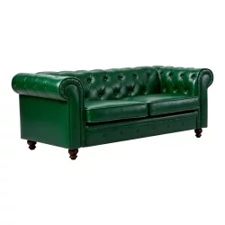 Kαναπές διθέσιος τ. Chesterfield  pu κυπαρισσί 160x84x67εκ