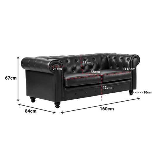 Kαναπές διθέσιος τ. Chesterfield  pu κυπαρισσί 160x84x67εκ--(Eλάχ.Ποσότητα:)