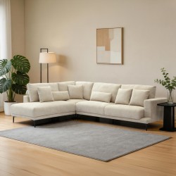 Γωνιακός καναπές Maliva  δεξιά γωνία μπεζ ύφασμα 280x210x100εκ