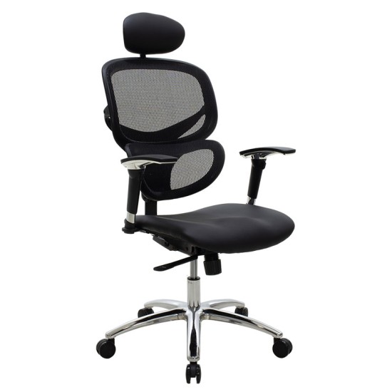 Καρέκλα γραφείου διευθυντή Freedom pakoworld Premium Quality μαύρο pu-mesh Model: 076-000008