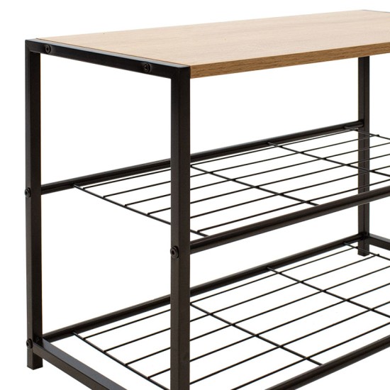 Παπουτσοθήκη Ramon  6 ζευγών φυσικό-μαύρο 63x30x43εκ