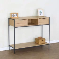 Κονσόλα Regando  σε oak απόχρωση με μαύρο μέταλλο 100x35x80εκ